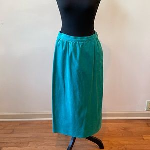 Vintage Turquoise Size 8 Velvet Skirt